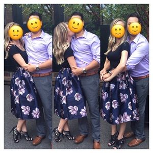 L’ATISTE by Amy Full Floral Skirt Navy Purple S